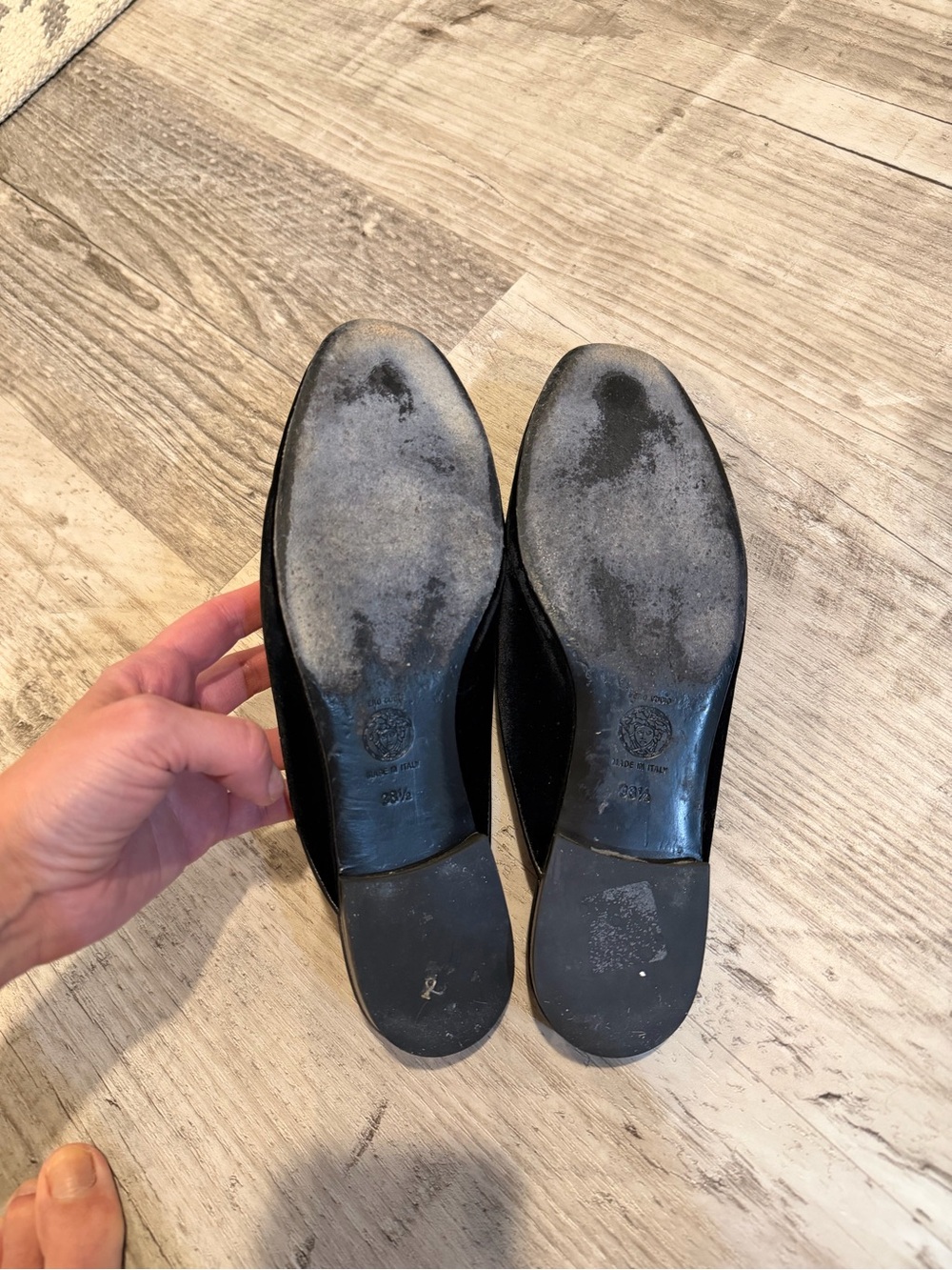 Versace Black Velvet Crown Embellished Mules 38.5 - Picture 5 of 5